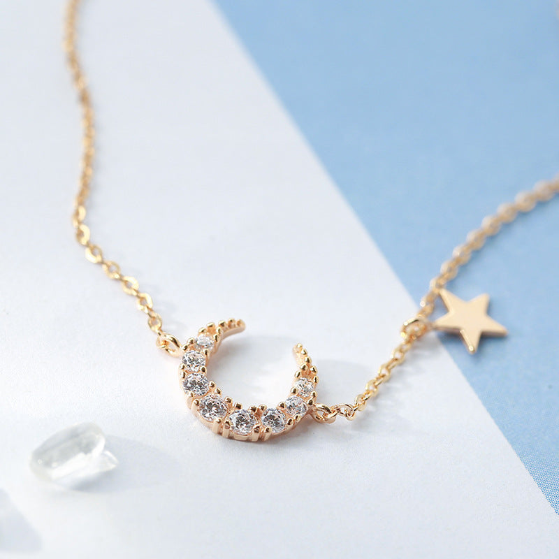 Sterling Silver Sparkling Moon Girlfriend Bracelet