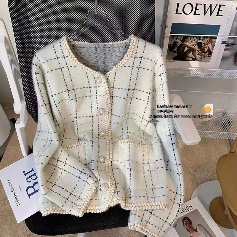 Classic Style Knitted Sweater Striped Loose All-match Women's Coat