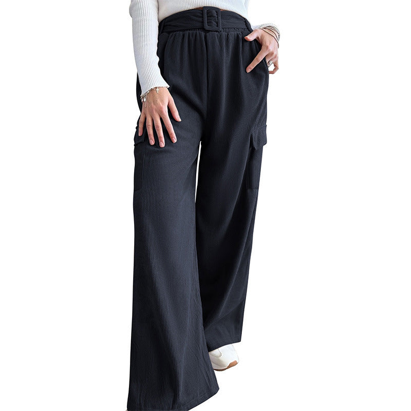 Loose Solid Color Corduroy Wide-leg Pants