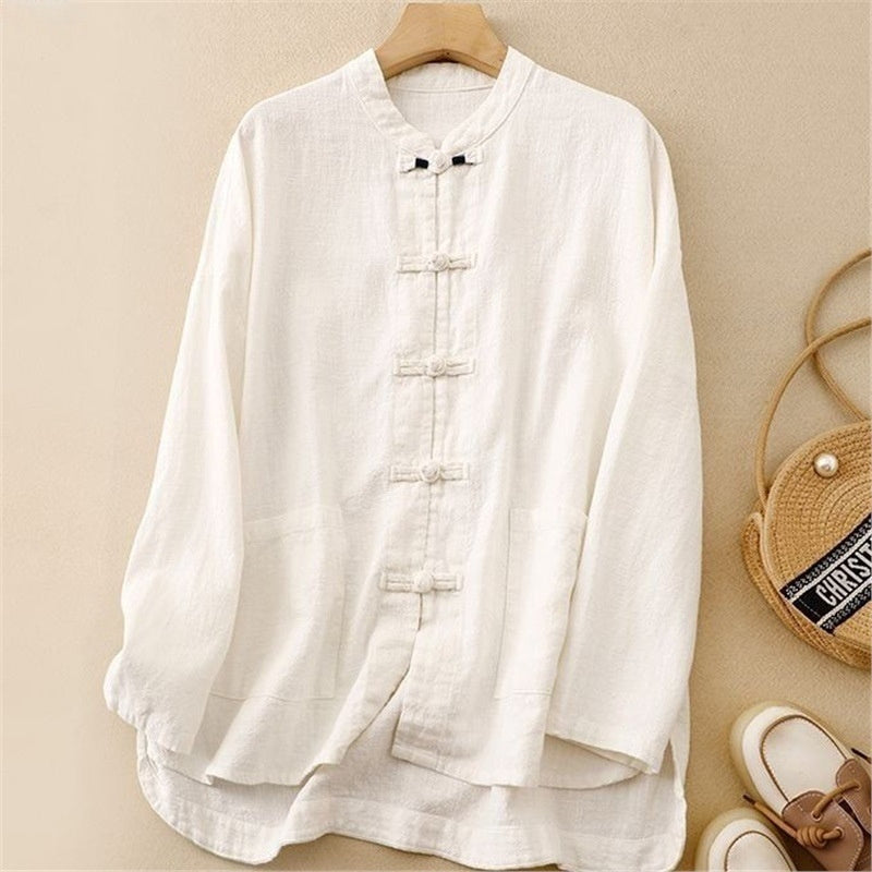 New Loose Ramie Chinese Shirt For Women