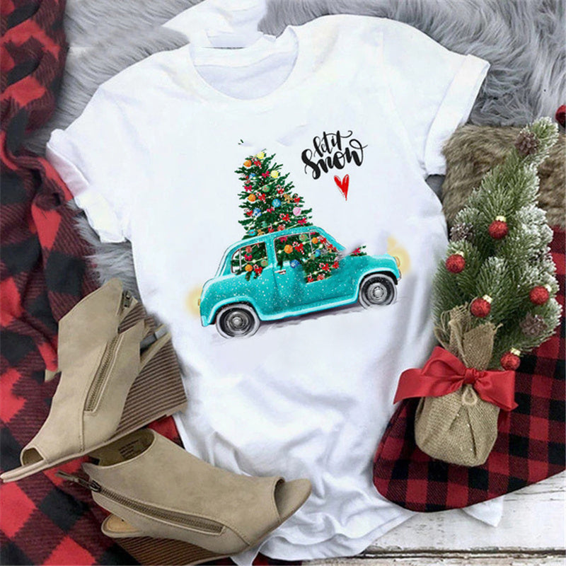 Christmas Print Girlfriends Red T-Shirt