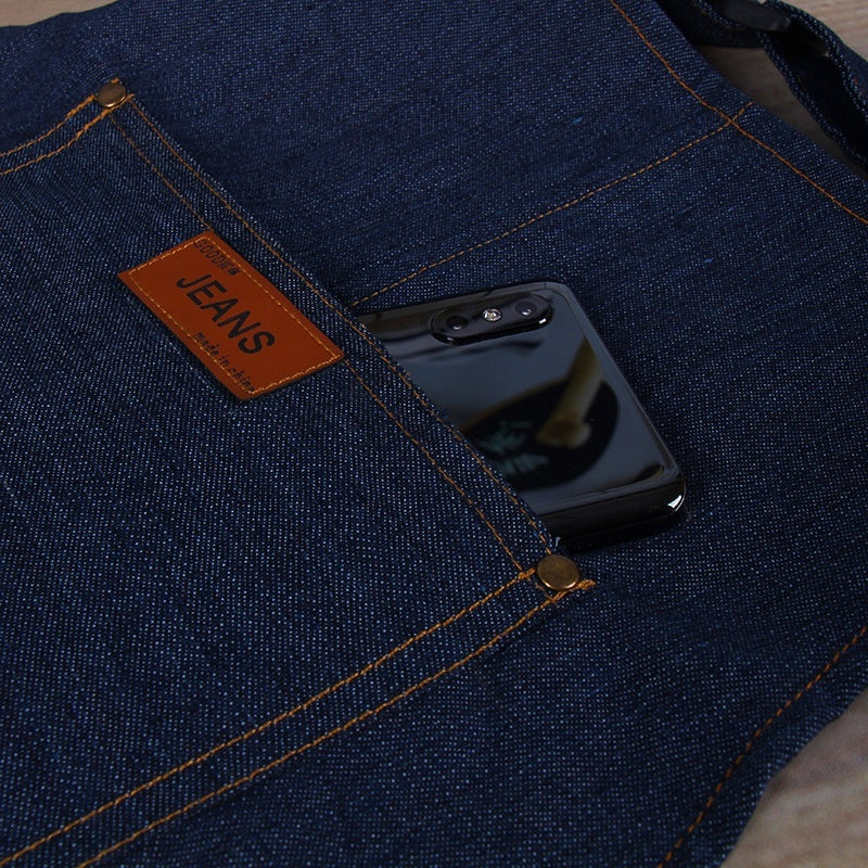 Ceramic Drawing Blank Jean Apron Portable Pocket Denim Sleeveless Antifouling Split Leg Work