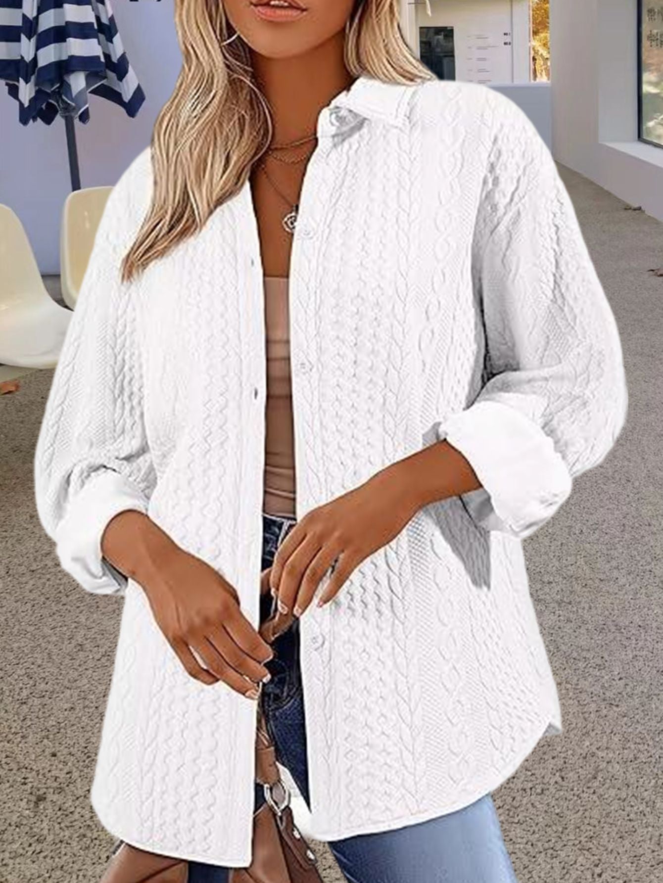 Women's Solid Color Long-sleeved Sweater