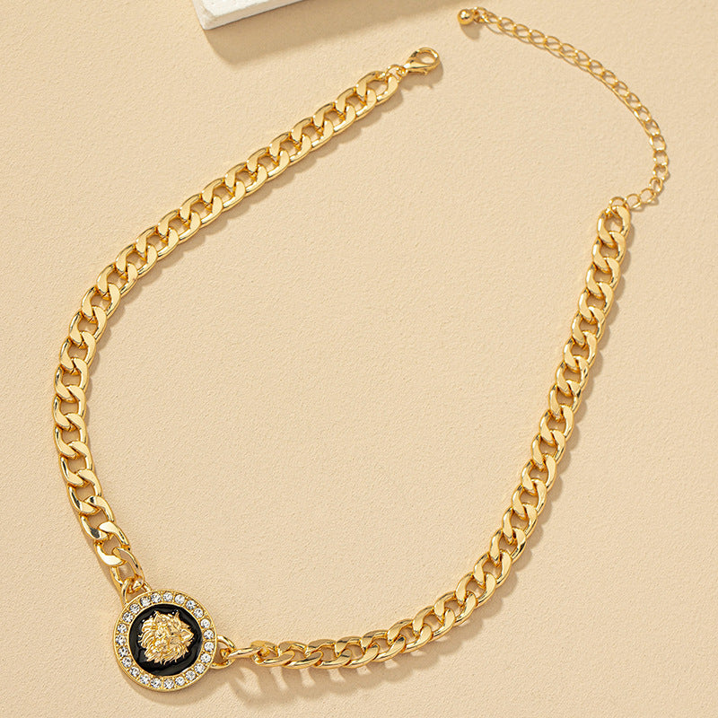 Diamond Lion's Head All-match Niche High-grade Necklace