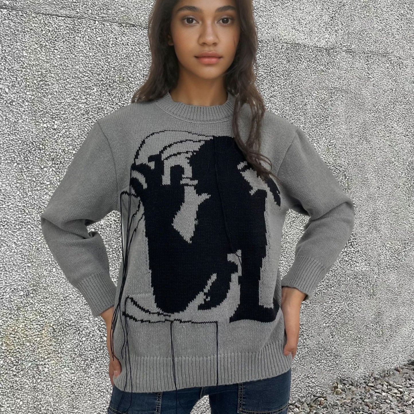 Women's Loose All-matching Round Neck Tassel Design Sweater