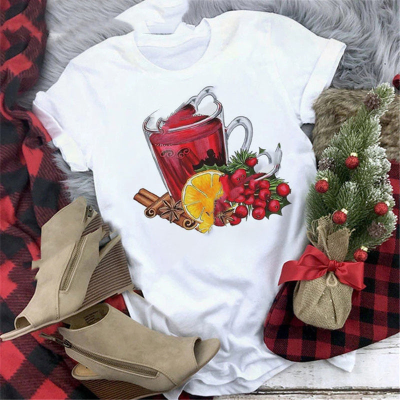 Christmas Print Girlfriends Red T-Shirt