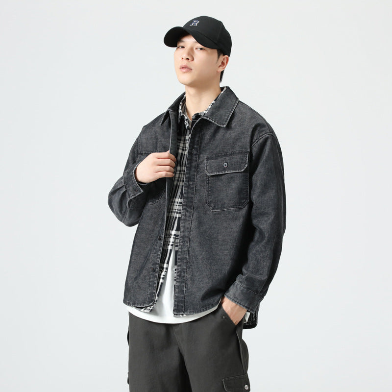 Multi-pocket Loose All-matching Work Clothes Shirt Coat Men's Washed Corduroy Shirt