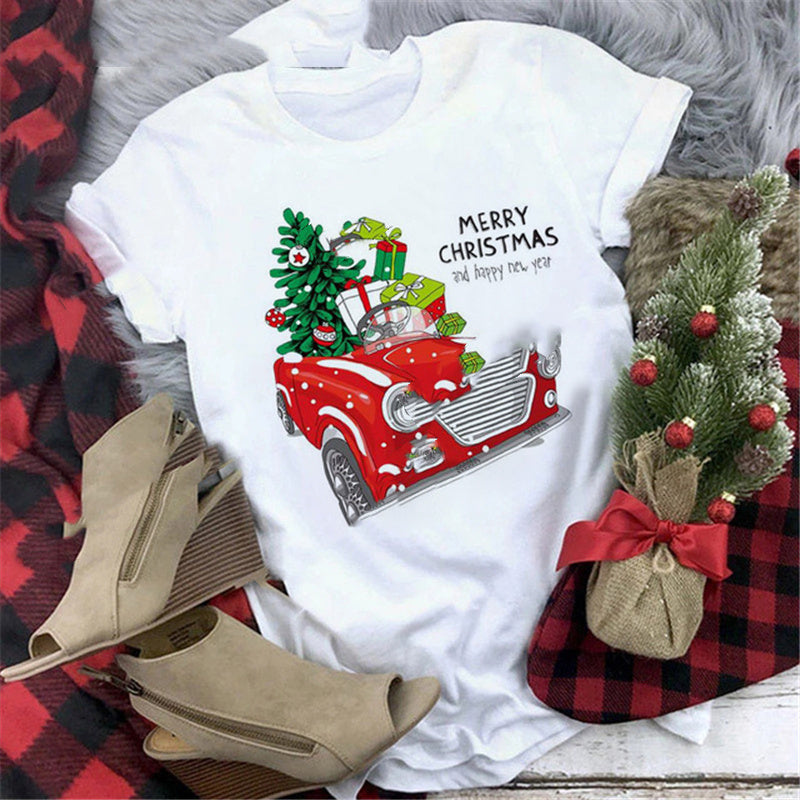 Christmas Print Girlfriends Red T-Shirt