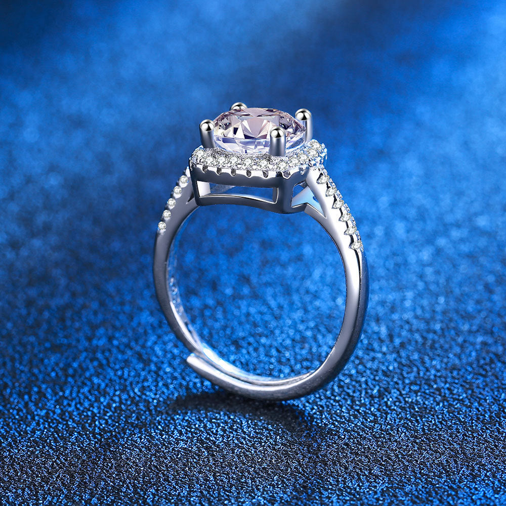 S925 Micro-inlaid Four-claw Princess Square Bag Moissanite Ring Women