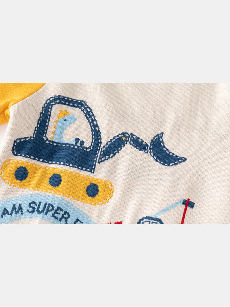 European And American Style Children's Clothing Boys' Contrast Color Sleeve Woolen Top