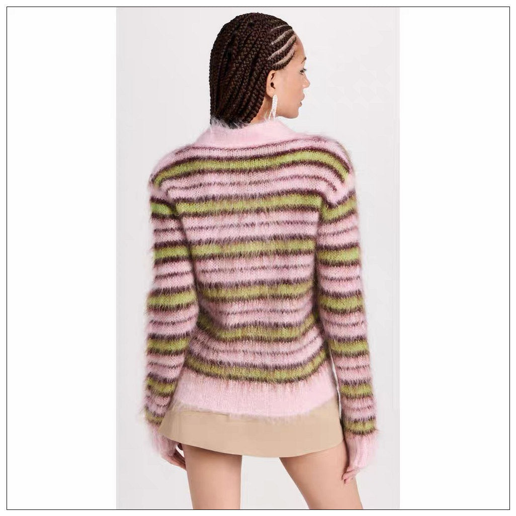 High-grade Lazy Coat Haima Wool Knitted Cardigan Sweater