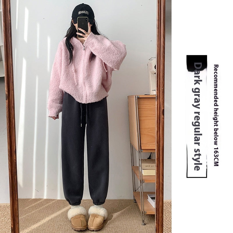 Small Ankle-tied Fleece-lined Sweatpants