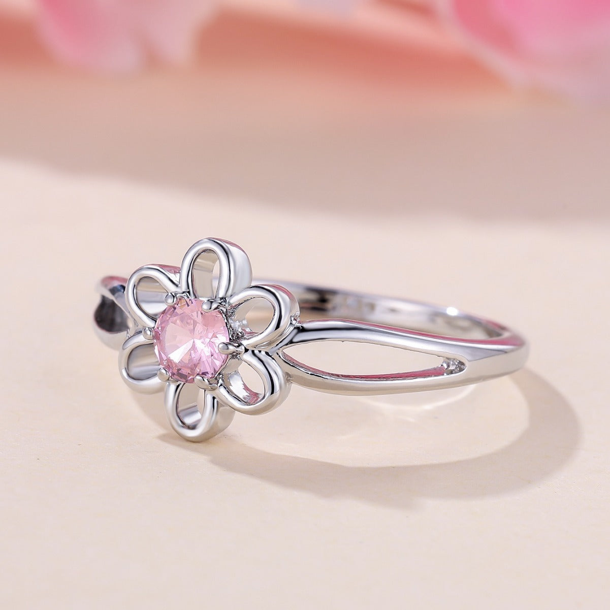 Lady's Flower Hollowed Fashion Simple Ring