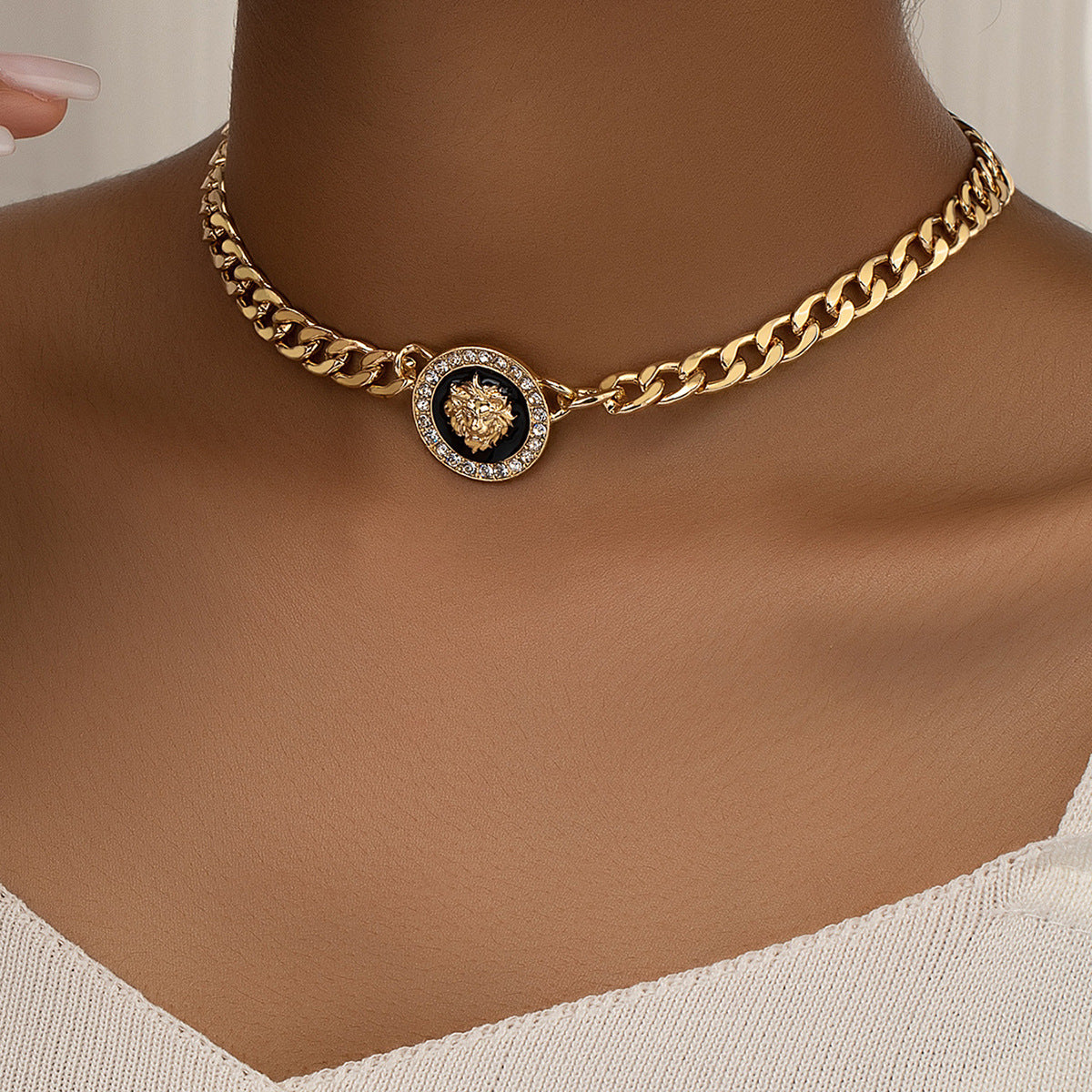 Diamond Lion's Head All-match Niche High-grade Necklace