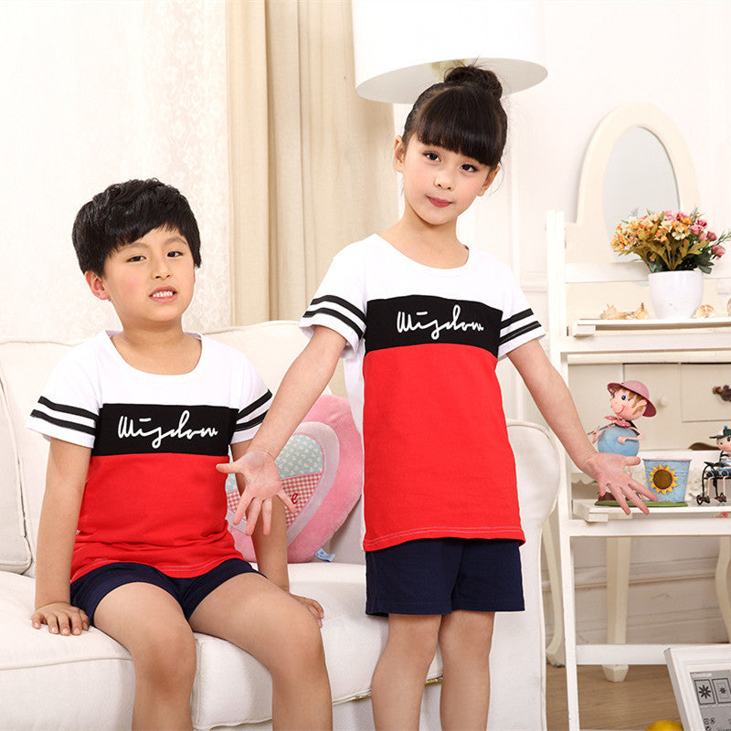 Black, White And Red Color Stripe Parent-child Clothing