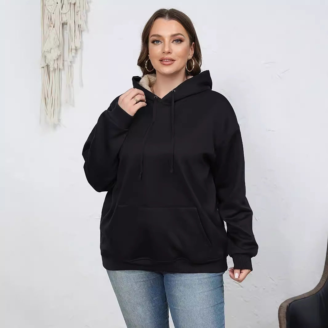 Fashionable All-match Women's Warm Pocket Hooded Sweater