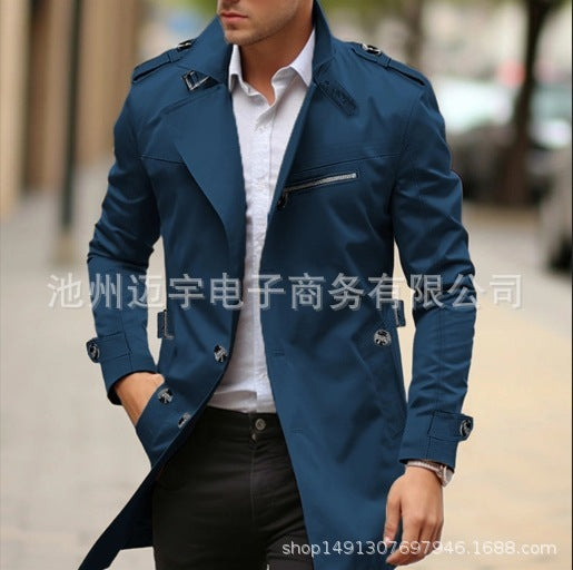 Autumn New Plus Size Lapel Mid-length Men's Casual Jacket
