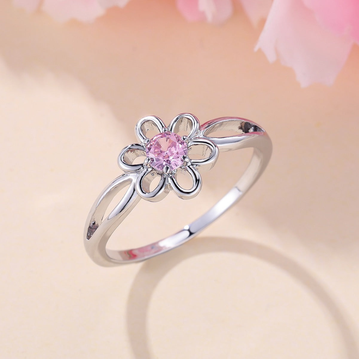Lady's Flower Hollowed Fashion Simple Ring