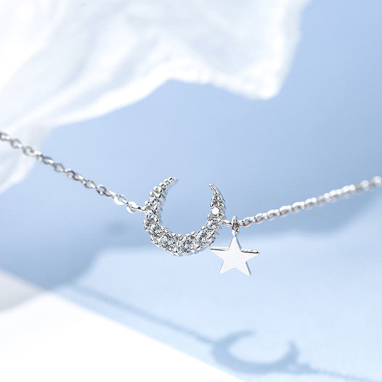Sterling Silver Sparkling Moon Girlfriend Bracelet