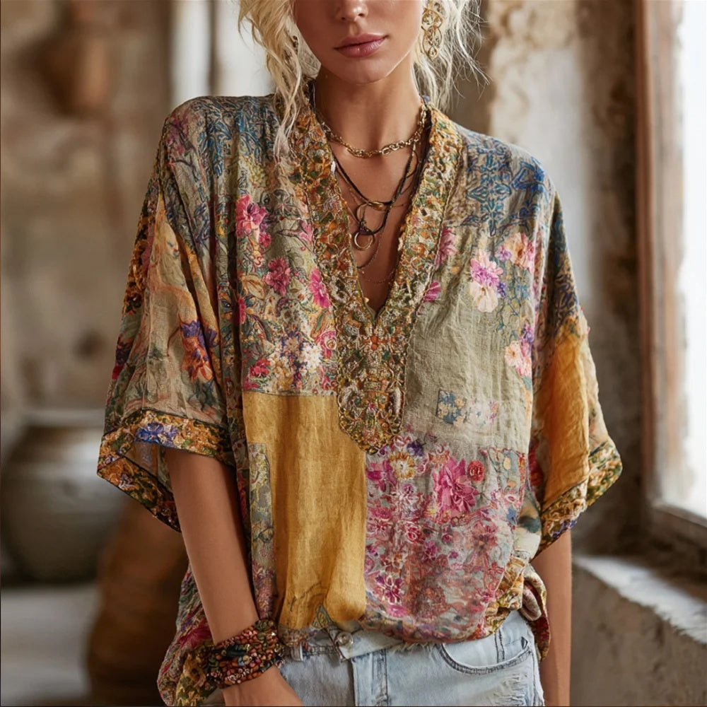 V-neck Pullover T-shirt Casual Top