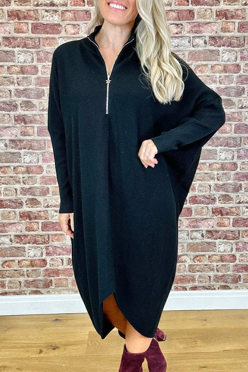Women's Solid Color Knitted Loose Dress