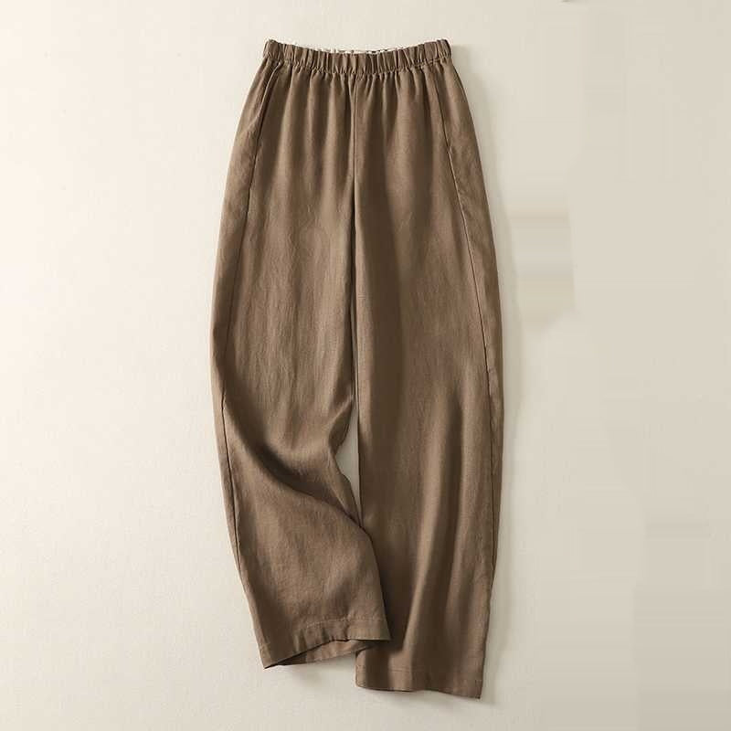 Cotton Linen Sickle Straight Retro Inner Edge Matchet Pants