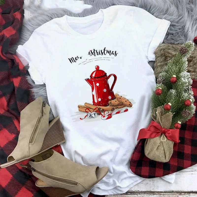 Christmas Print Girlfriends Red T-Shirt