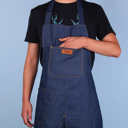 Ceramic Drawing Blank Jean Apron Portable Pocket Denim Sleeveless Antifouling Split Leg Work