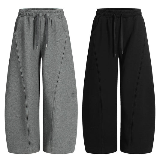 American Retro Men's Stitching Drawstring Solid Color Matchet Pants