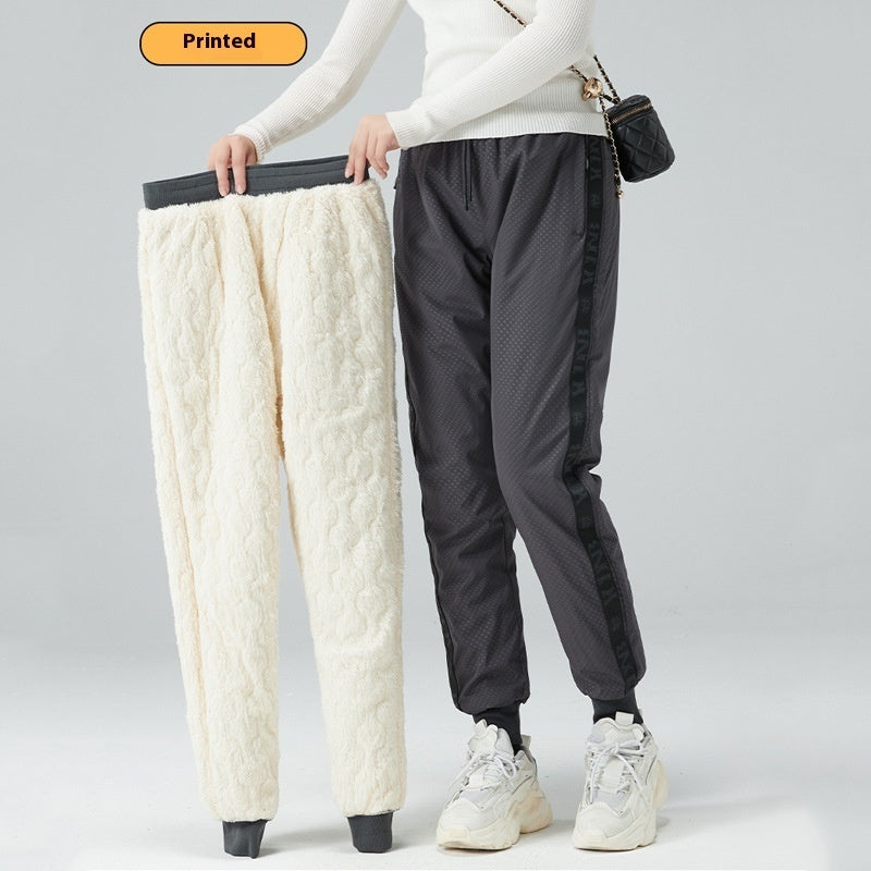Tactical Pants Men's And Women's Waterproof Windproof Thick Cotton-padded Trousers Cold-proof Lambswool