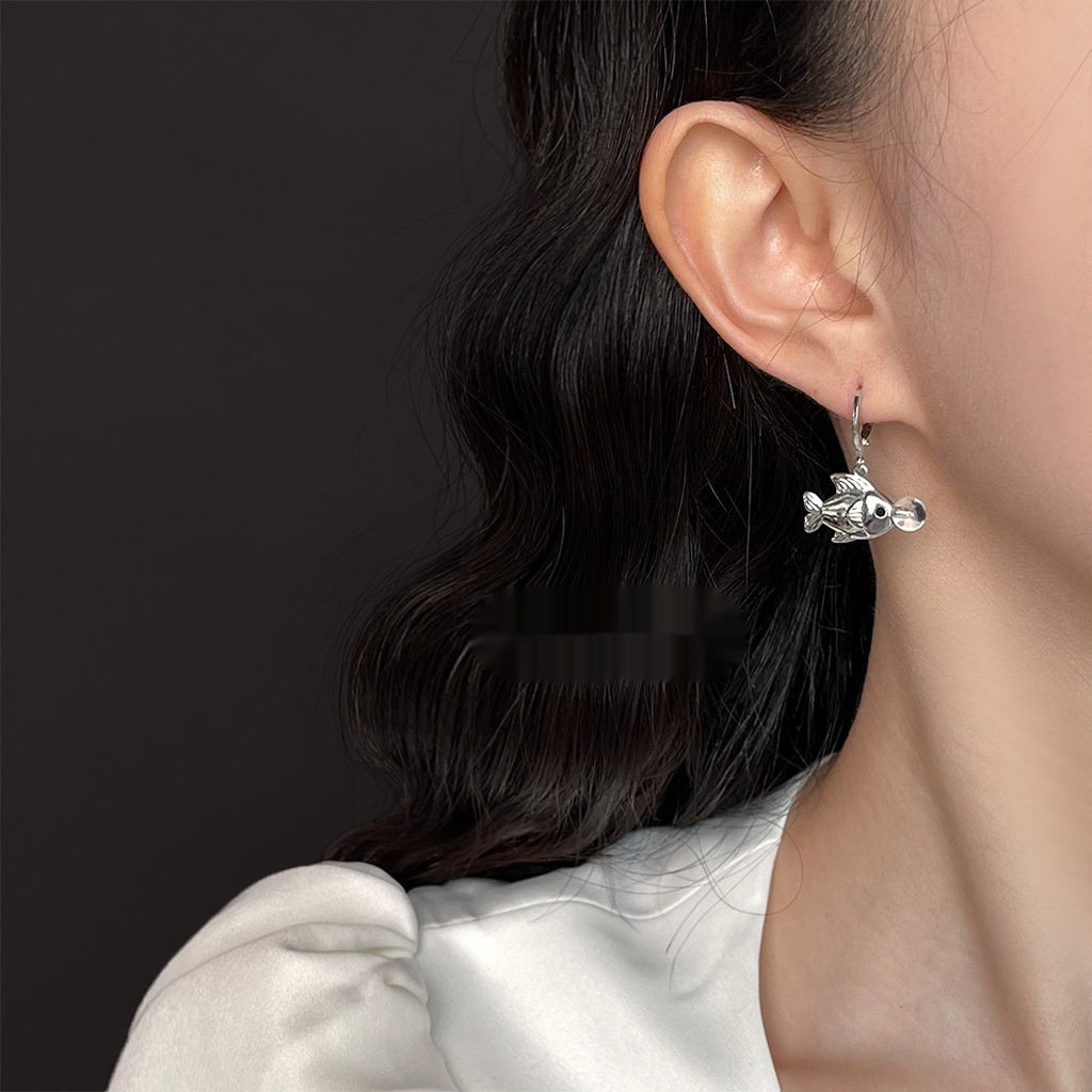 Bubble Fish Original Design Personalized Sweet Cool Style Niche Ins Simple Fish Earrings