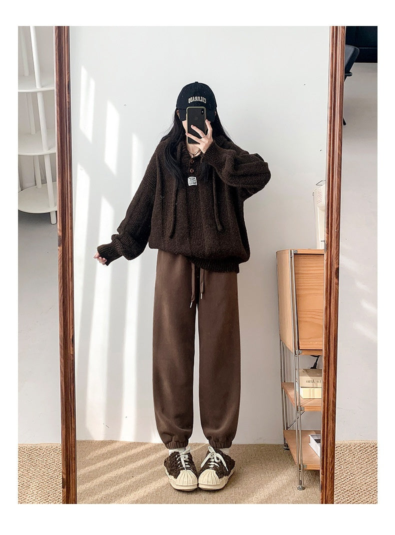 Small Ankle-tied Fleece-lined Sweatpants