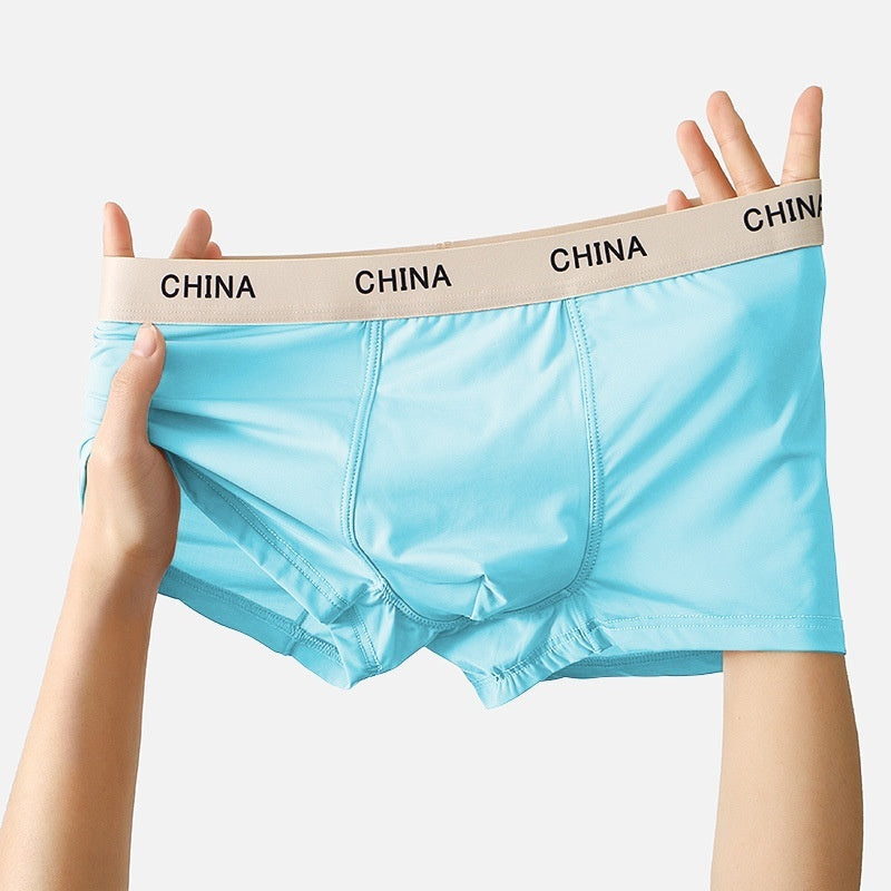 Men's Ice Silk Boxer Shorts Summer Thin Breathable Boxer
