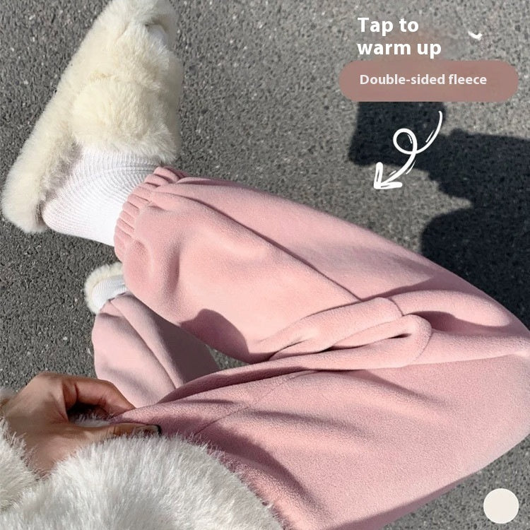 Small Ankle-tied Fleece-lined Sweatpants