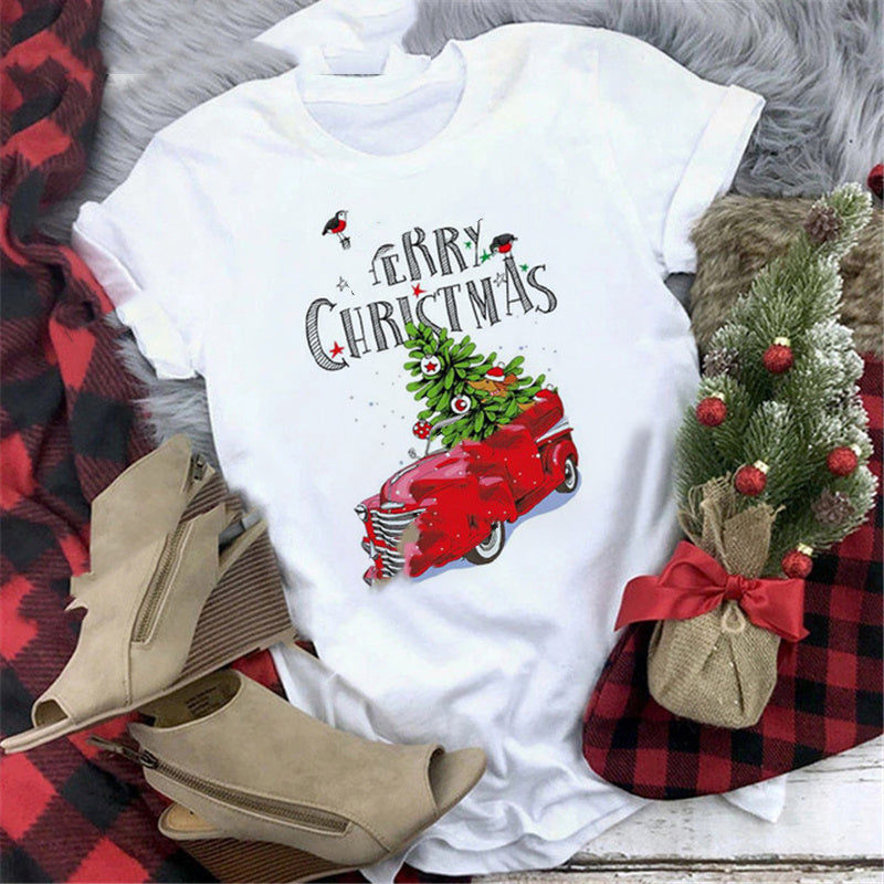 Christmas Print Girlfriends Red T-Shirt