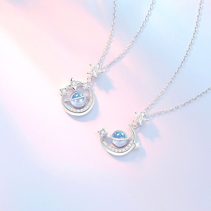 Galaxy Dream Girlfriend Dream Star Moon Planet Necklace