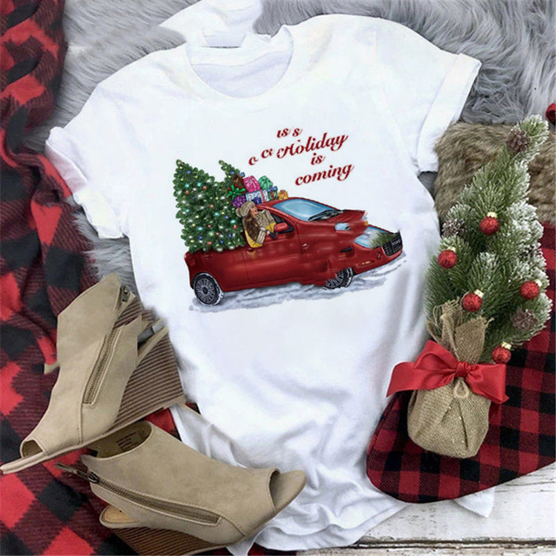 Christmas Print Girlfriends Red T-Shirt