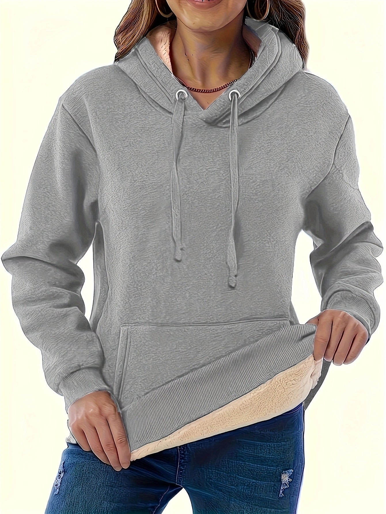 Fashionable All-match Women's Warm Pocket Hooded Sweater
