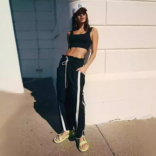 Women's Fashion Casual Loose Striped Sweatpants