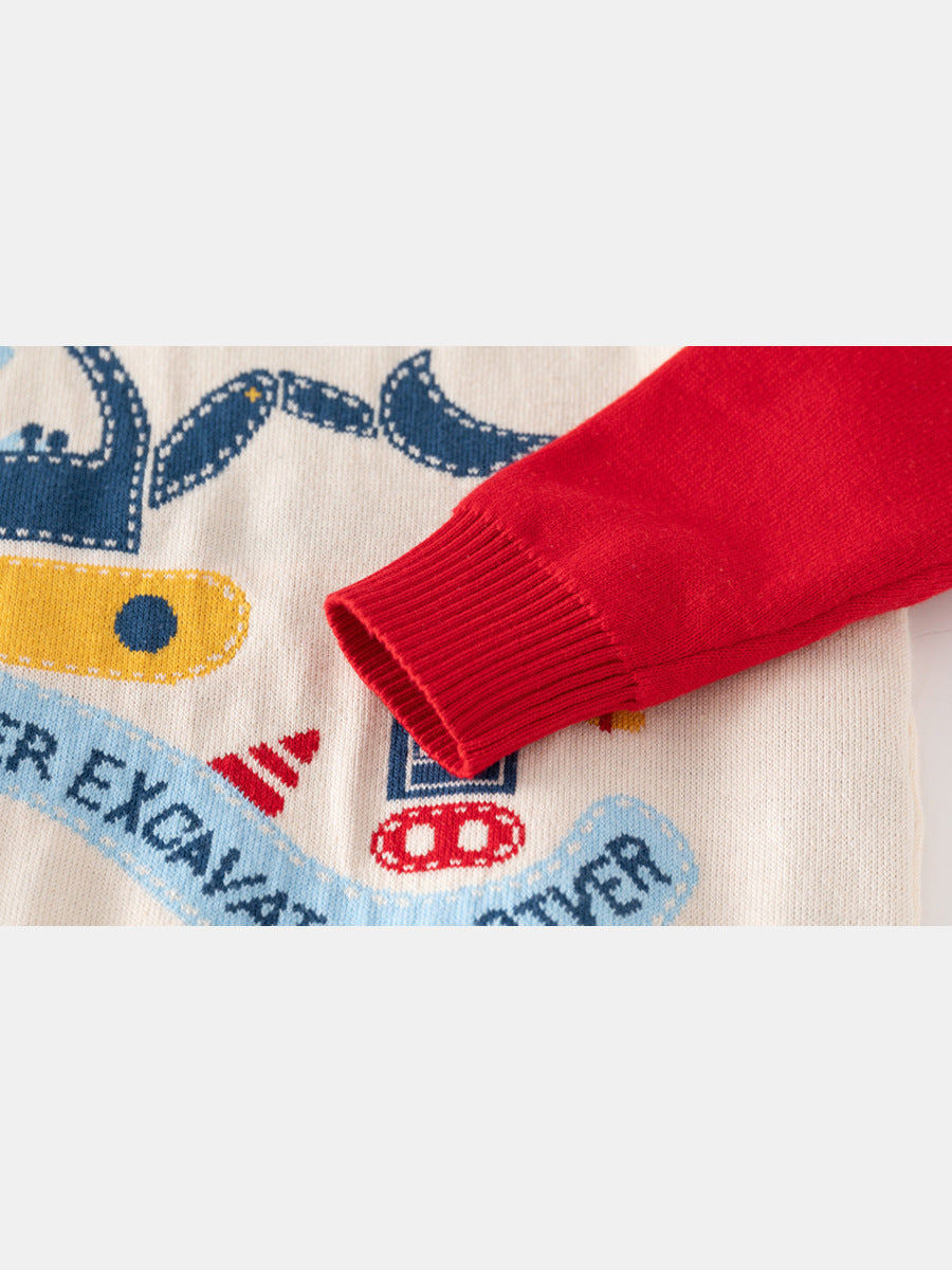 European And American Style Children's Clothing Boys' Contrast Color Sleeve Woolen Top