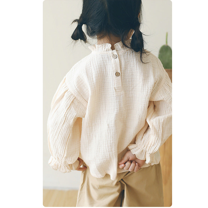 Spring New Children's Japan And South Korea Magnanimous Cotton Crinkle Tops