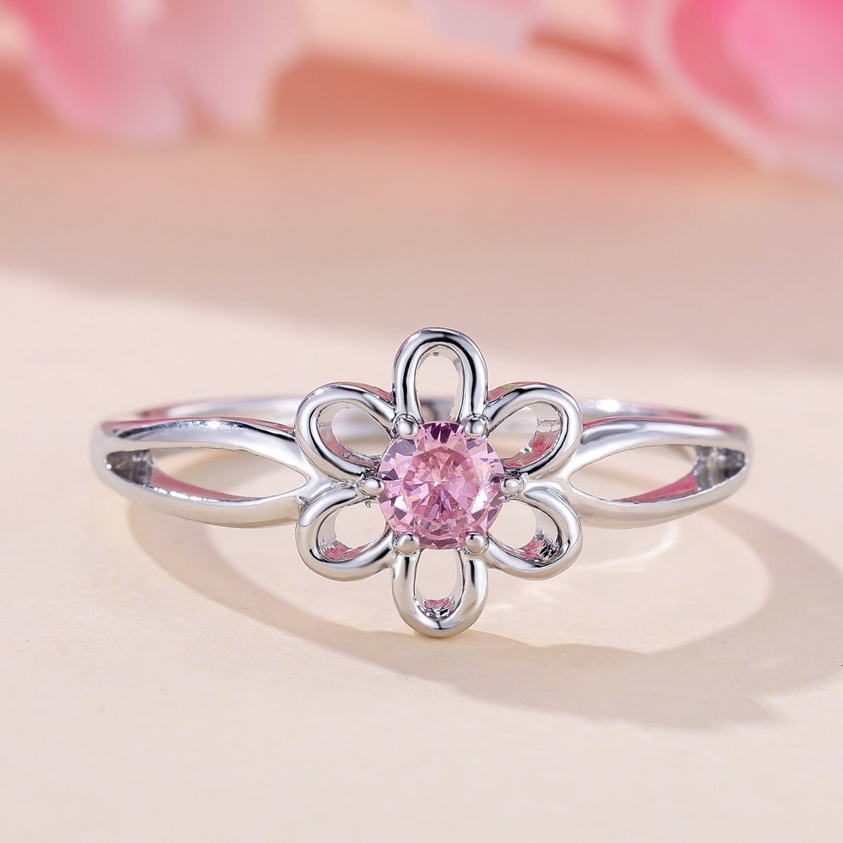 Lady's Flower Hollowed Fashion Simple Ring