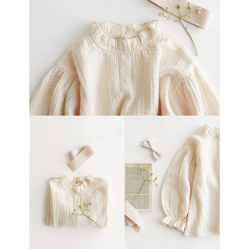 Spring New Children's Japan And South Korea Magnanimous Cotton Crinkle Tops