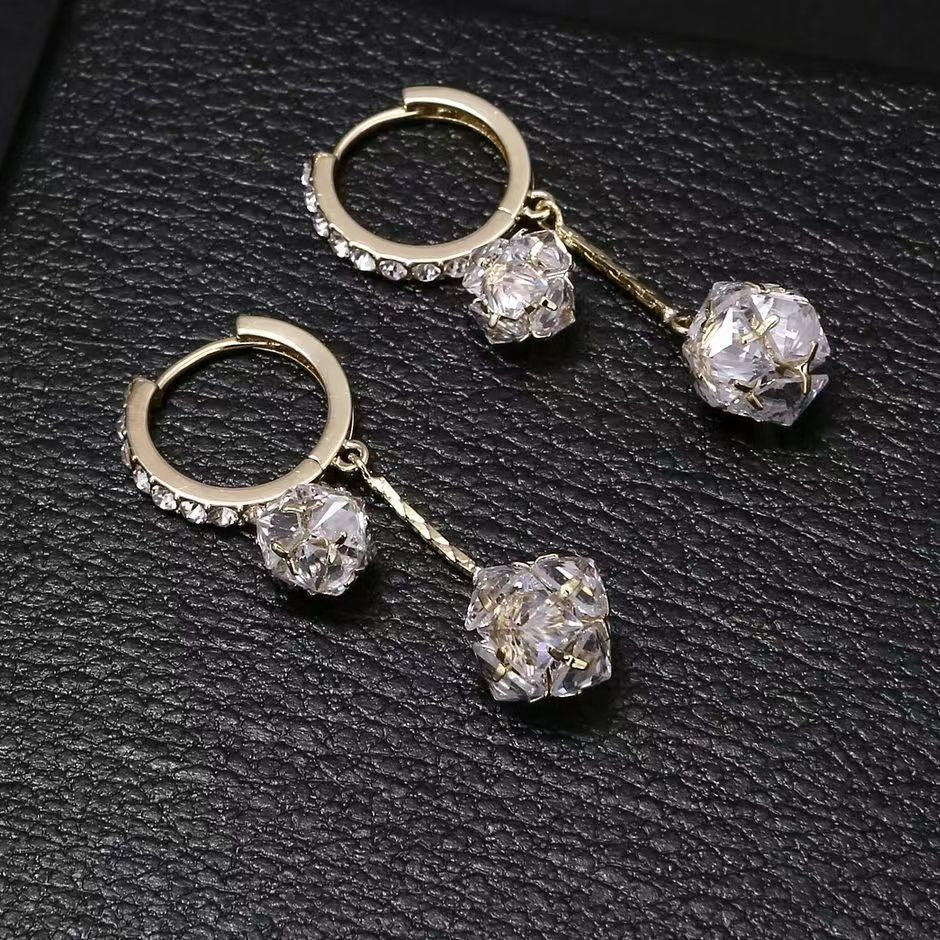Tassel Ball Exquisite Rhinestone Ball Confession Trendy Earrings