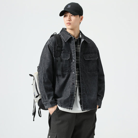 Multi-pocket Loose All-matching Work Clothes Shirt Coat Men's Washed Corduroy Shirt