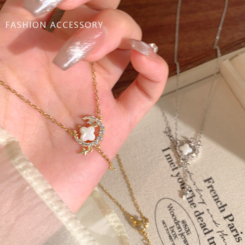 Romantic Star Moon Sparking Zirconium Necklace For Women