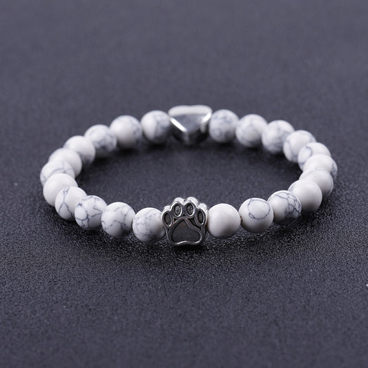 Tigereye Indian Agate Dog's Paw Bracelet Fashion Love Heart