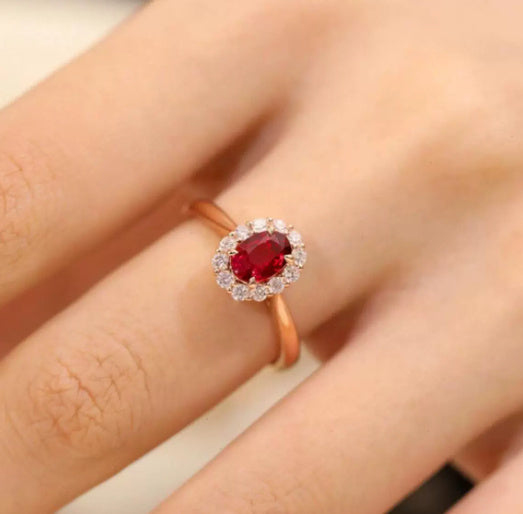 Gold Pigeon Red Blood Gemstone Sterling Silver Inlaid Ring