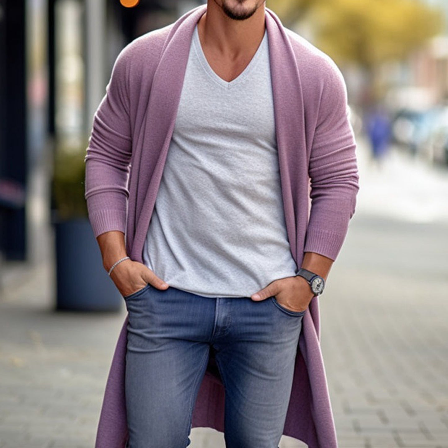 Fashion Personality Men's Loose Long Woolen Coat