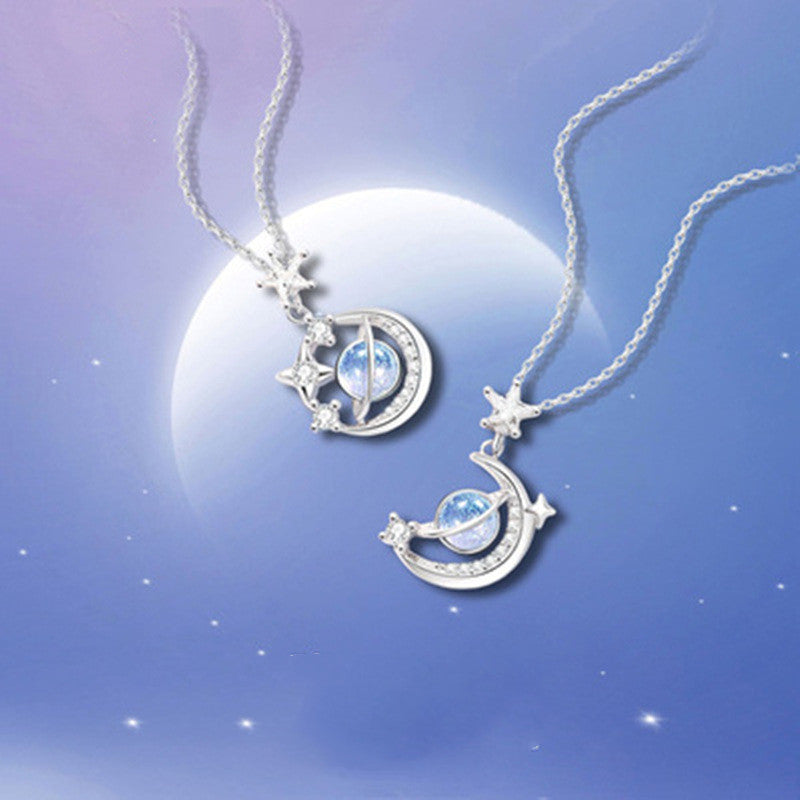 Galaxy Dream Girlfriend Dream Star Moon Planet Necklace